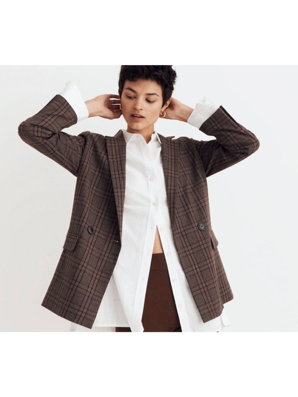 Madewell Caldwell Double-Breasted Blazer in Hedden Plaid Large